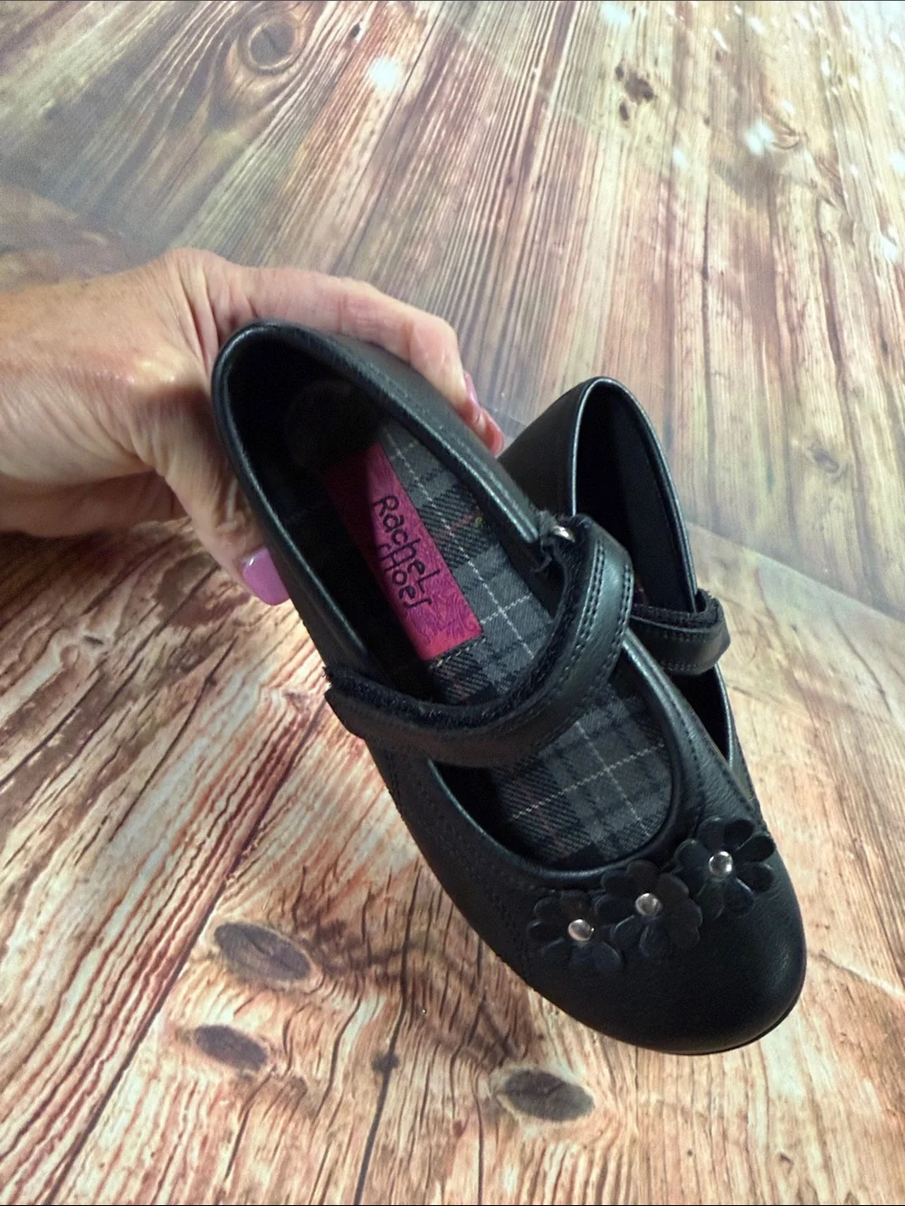 Stride Rite Black Girls Mary Jane Shoes with Flower Accents size: 13